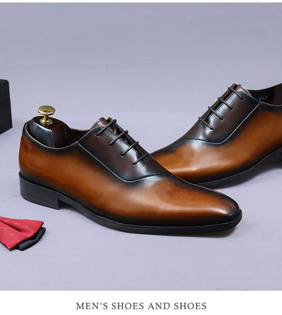 Zapatos Formales de Cuero para Hombre Estilo Británico con Diseño Bicolor - Image 18
