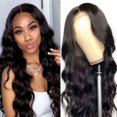 Peluca Ondulada Mediana con Ondas Negras Voluminosas