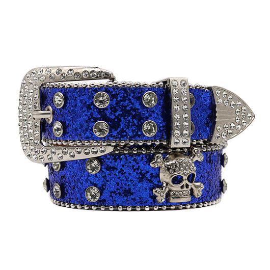 Cinturón Ancho para Hombre con Calavera de Cristales - Image 4