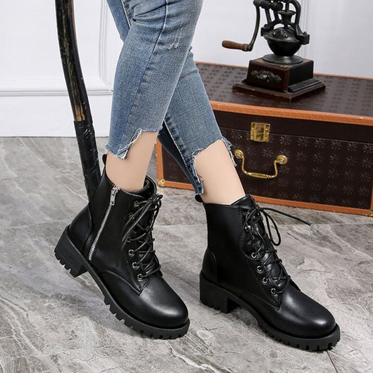 Botas de Combate Vintage para Mujer - Estilo Otoñal - Image 3