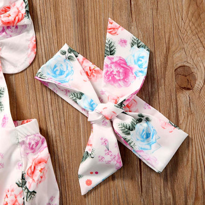 Conjunto Infantil Floral con Volantes - Vestido y Pantalón Dos Piezas para Niña - Image 3