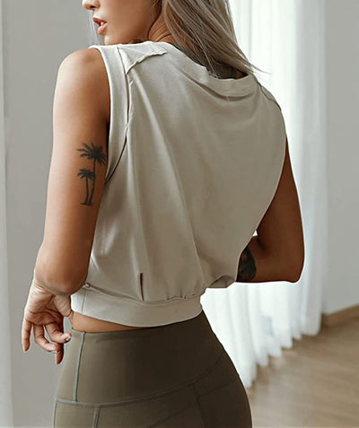 Blusa Básica Mujer Cuello Redondo Sin Mangas Color Liso - Image 29