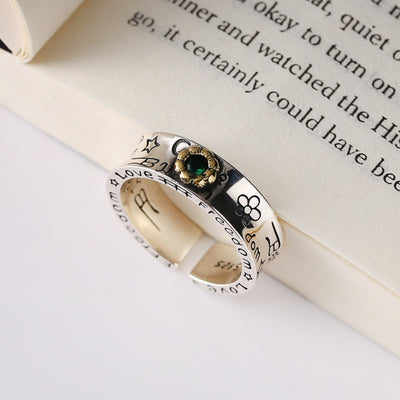 Anillo de Plata Esterlina 925 con Esmeralda Estilo Graffiti - Image 9