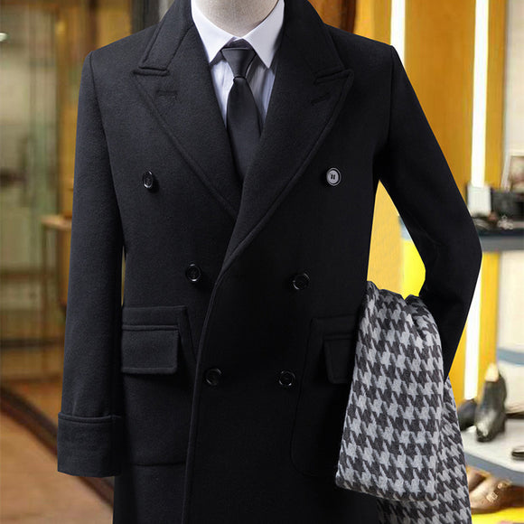 Abrigo Británico de Largo Medio para Hombre - Estilo Europeo
