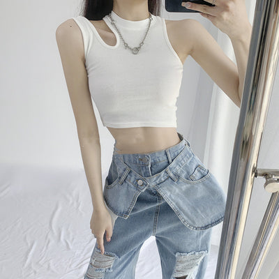 Jeans Crossover Talle Alto Suelto Estilo Street Hot Girl - Image 9