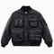 Chaqueta Cargo Tipo Béisbol Americana con Múltiples Bolsillos para Hombre Negro