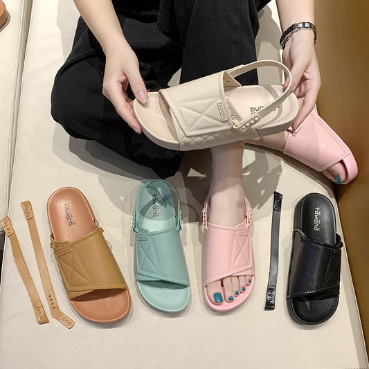 Sandalias Casuales de PVC Color Sólido - Comodidad y Estilo