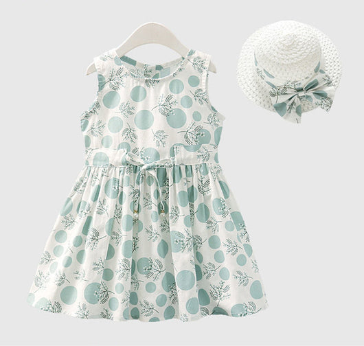 Conjunto de 2 Piezas: Vestido y Sombrero para Niñas en Algodón - Image 5