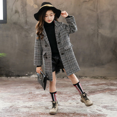 Abrigo a cuadros gris para niñas - Diseño clásico y versátil - Image 10