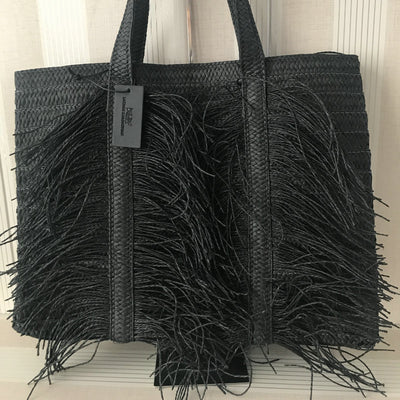 Bolsa Tejida de Paja con Borlas Cuadrada para el Hombro - Image 5
