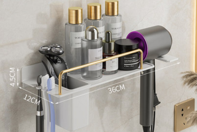 Organizador de Baño Mural 2 en 1 - Soporte para Secador y Cepillo de Dientes - Image 9