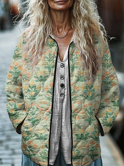 Chaqueta Acolchada de Algodón para Mujer con Estampado Floral Digital - Image 11