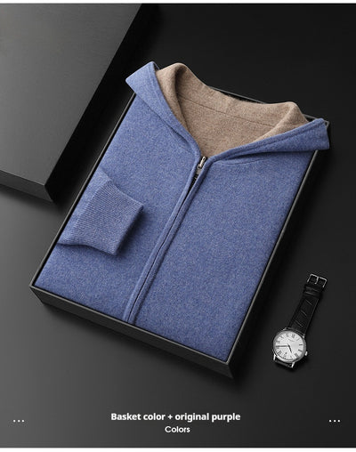 Cardigan Cashmere con Capucha y Cierre de Doble Cara para Hombre - Image 12