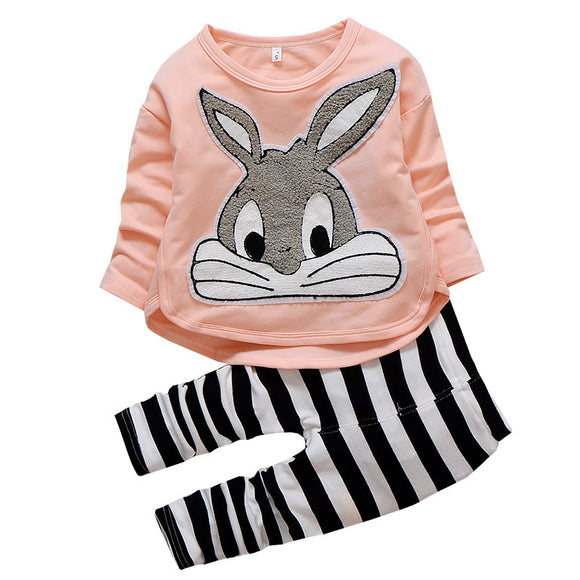 Conjunto de Algodón para Niña con Mangas Largas - Traje Infantil Elegante de Dos Piezas