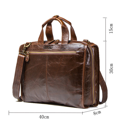 Maletín de Cuero Genuino para Hombre - Bolsa Mensajero Profesional con Compartimento para Laptop - Image 6