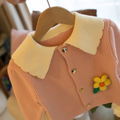 Cardigan Infantil con Cuello de Solapa y Flores - Image 8
