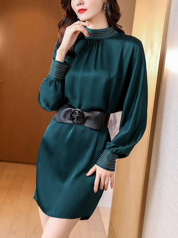 Vestido Midi de Satén Acetato Elegante para Primavera