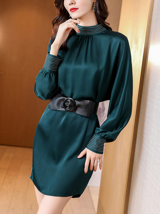 Vestido Midi de Satén Acetato Elegante para Primavera - Image 2