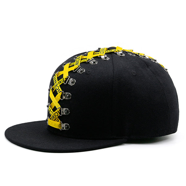 Gorra Punk Hip Hop con Visera Plana y Cinturón Tejido Remachado Unisex