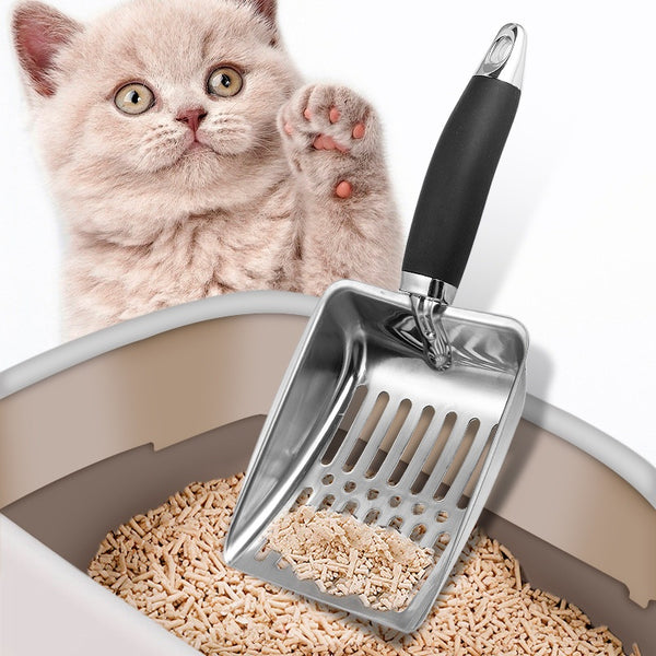 Pala Higienica de Acero Inoxidable Grande para Arenero de Gatos