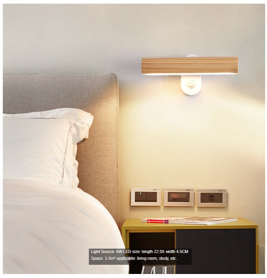 Lámpara de Mesita Nórdica LED Giratoria de Madera Maciza para Dormitorio y Sala de Estar - Image 10