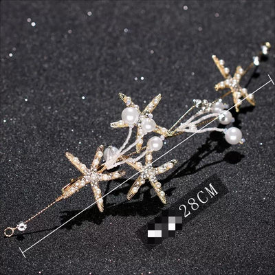 Diadema Estrella de Mar con Perlas para Novia - Joya de Cabello Elegante - Image 10
