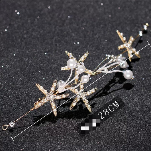 Diadema Estrella de Mar con Perlas para Novia - Joya de Cabello Elegante - Image 10