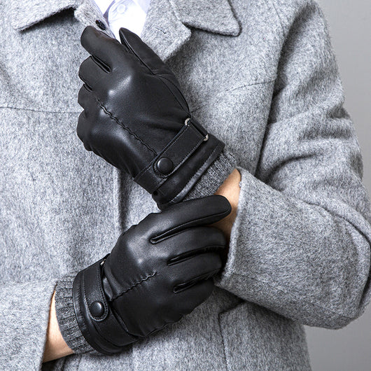 Guantes de Cuero de Oveja para Conducir con Pantalla Táctil - Invierno y Otoño
