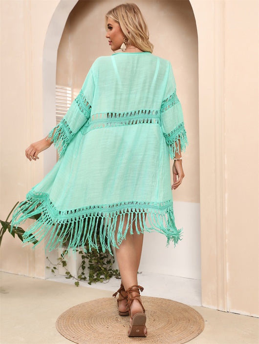 Cardigan Tejido a Mano con Borlas - Cárdigan Suelto para Playa - Image 10