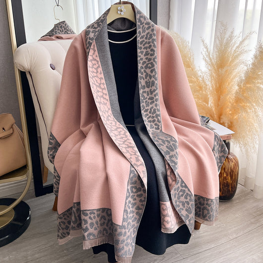 Bufanda Estampado Leopardo de Cachemira Artificial Elegante para Mujer - Image 27
