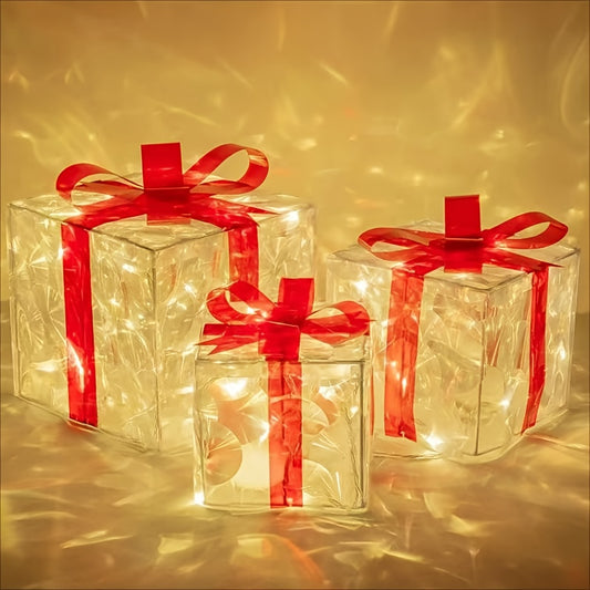 Caja de Regalo Navideña Plegable 3 Piezas con Luces LED - Image 2