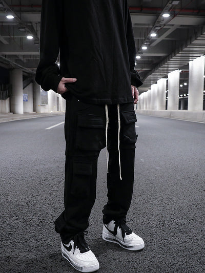 Pantalón de Buzo Recto con Bolsillos Múltiples y Cordón Ajustable - Image 9