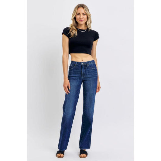 Jeans Rectos Azul Oscuro Cintura Media con Control de Abdomen - Image 7