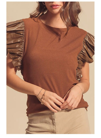 Playera de Algodón para Mujer con Detalles de Malla y Volantes - Image 11