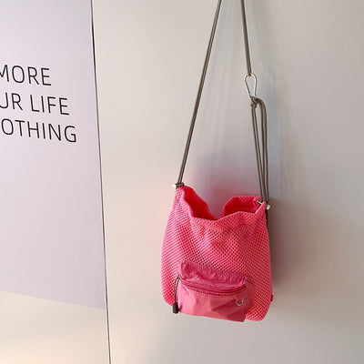 Bolsa Bucket de Malla con Cordón - Bolso Mensajero Chic para Mujeres - Image 7