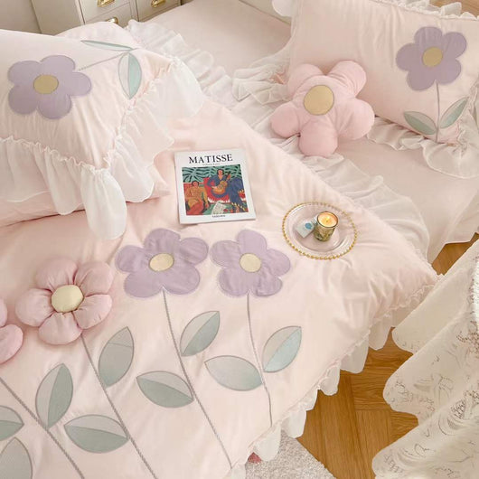 Juego de Cama Bordado Floral 3D - Funda Nórdica y Sábanas de Algodón - Image 12