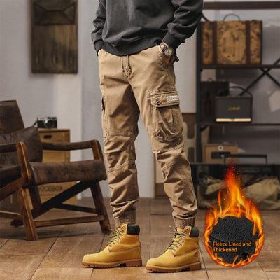 Pantalones Casuales Hombre Retro Gruesos Forrados en Forro Polar - Image 12