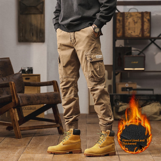Pantalones Casuales Hombre Retro Gruesos Forrados en Forro Polar - Image 12
