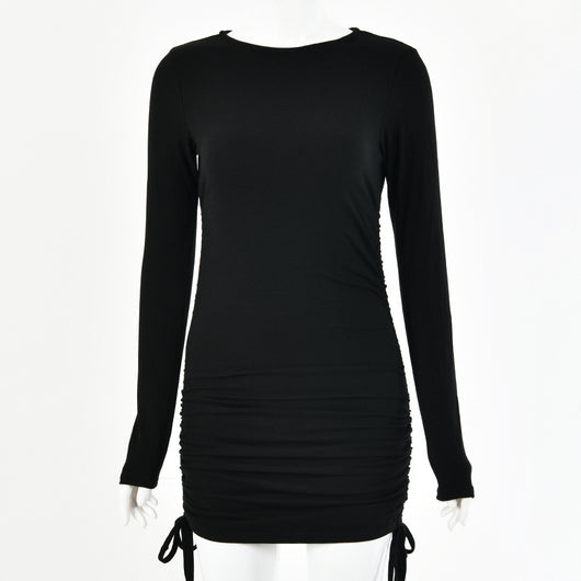 Vestido Largo de Manga Larga con Cordones Ajustables - Image 8
