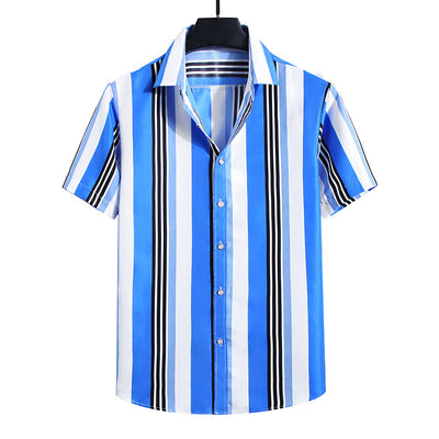 Camisa Holgada de Rayas para Hombre - Manga Corta - Image 7