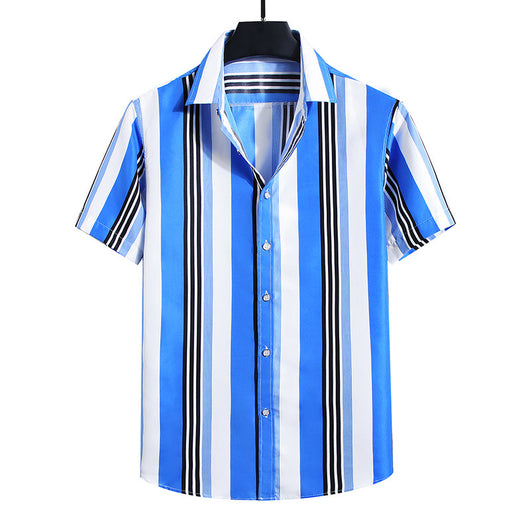 Camisa Holgada de Rayas para Hombre - Manga Corta - Image 7