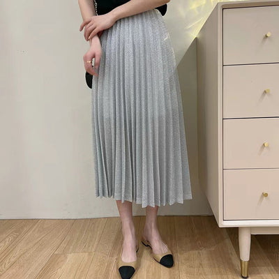 Falda Plisada Cintura Alta Elástica Slim Elegante - Image 7