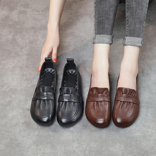 Zapatos de Cuero Retro con Suela Flexible para Mujer - Image 12