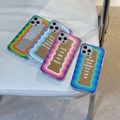 Funda Espejo con Letras para Celular - Diseño Rayado - Image 3