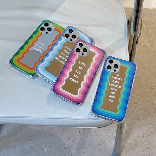 Funda Espejo con Letras para Celular - Diseño Rayado - Image 3