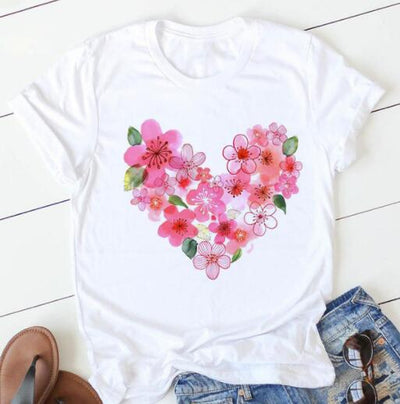 Playera Estampado Flores Love Manga Corta - Image 9