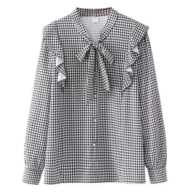 Camisa Retro Cuadros Houndstooth Talla Grande para Mujer - Image 4