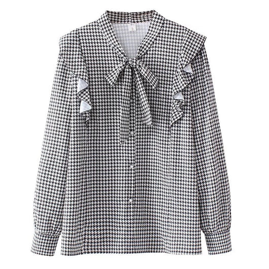 Camisa Retro Cuadros Houndstooth Talla Grande para Mujer - Image 4