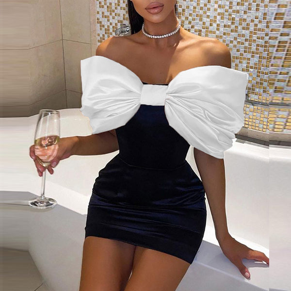 Vestido Ajustado para Mujer con Diseño de Moño Europeo y Americano - Image 4