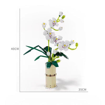 Modelo de Construcción Infantil de Flores Creativas - Decoración Orquídea Phalaenopsis - Image 5